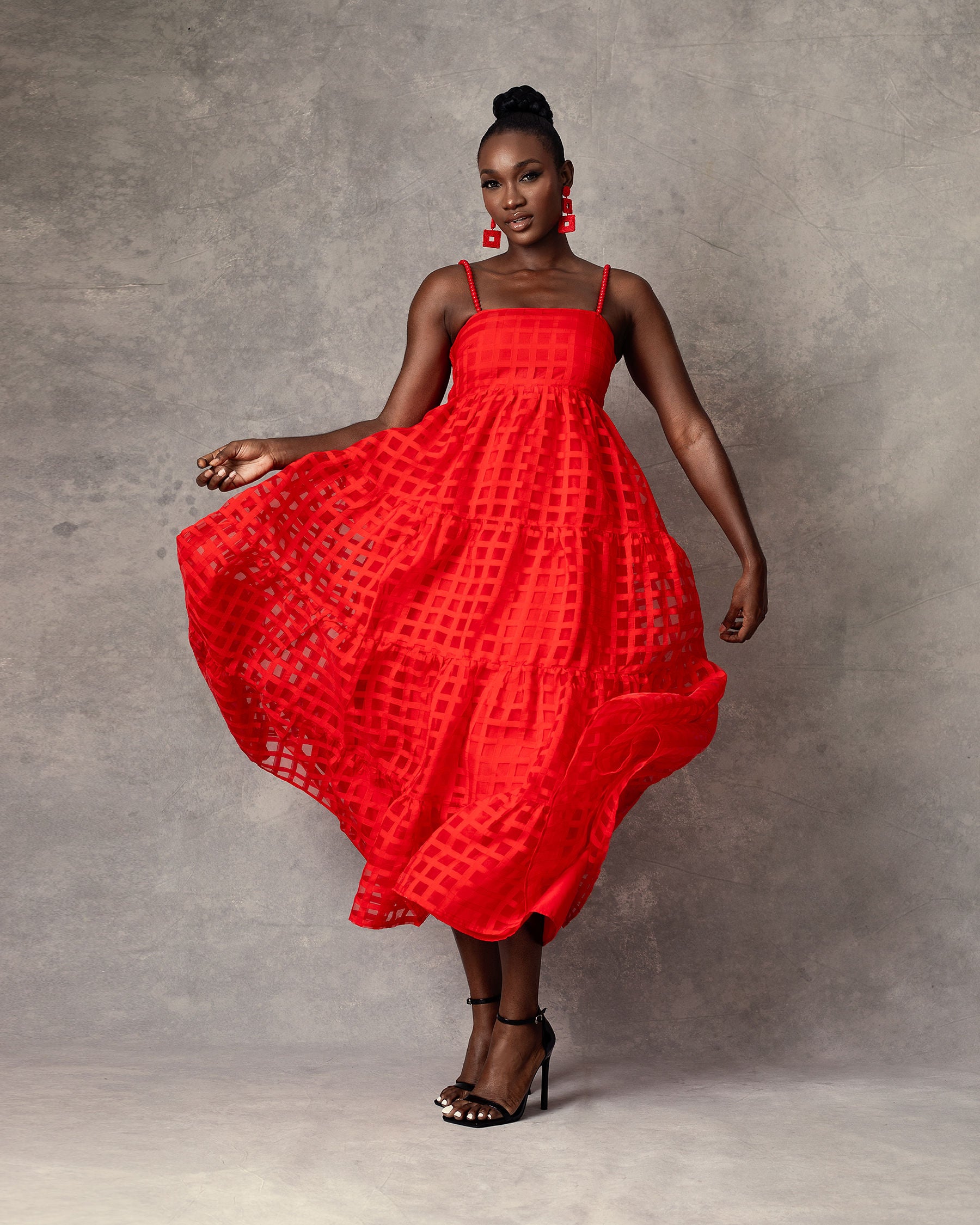 Tania Beaded Strap Maxi Dress Red ForeverAmelia