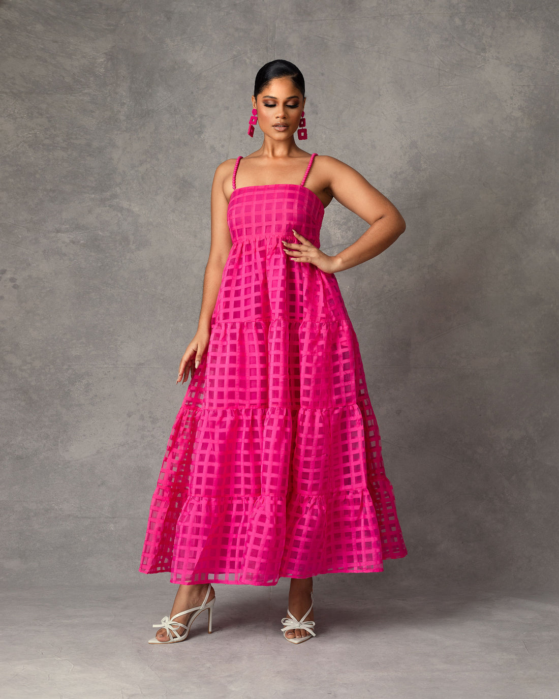 Tania Beaded Strap Maxi Dress Pink ForeverAmelia