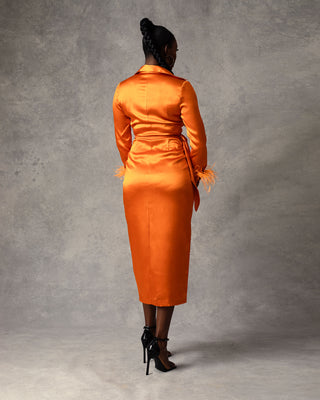 Uriel Midi Wrap Dress Burnt Orange