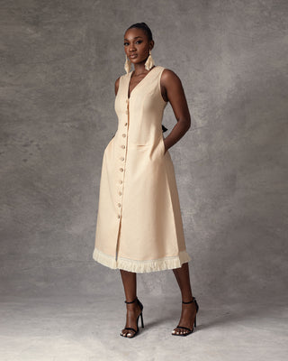Elyon Waist Coat Linen A-line Dress