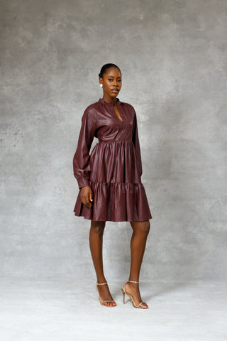 Mia Brown Leather Dress