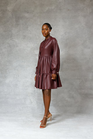 Mia Brown Leather Dress