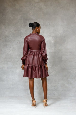 Mia Brown Leather Dress