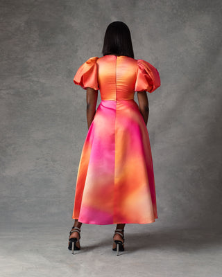 Pink and Orange Gradient A-Line Dress