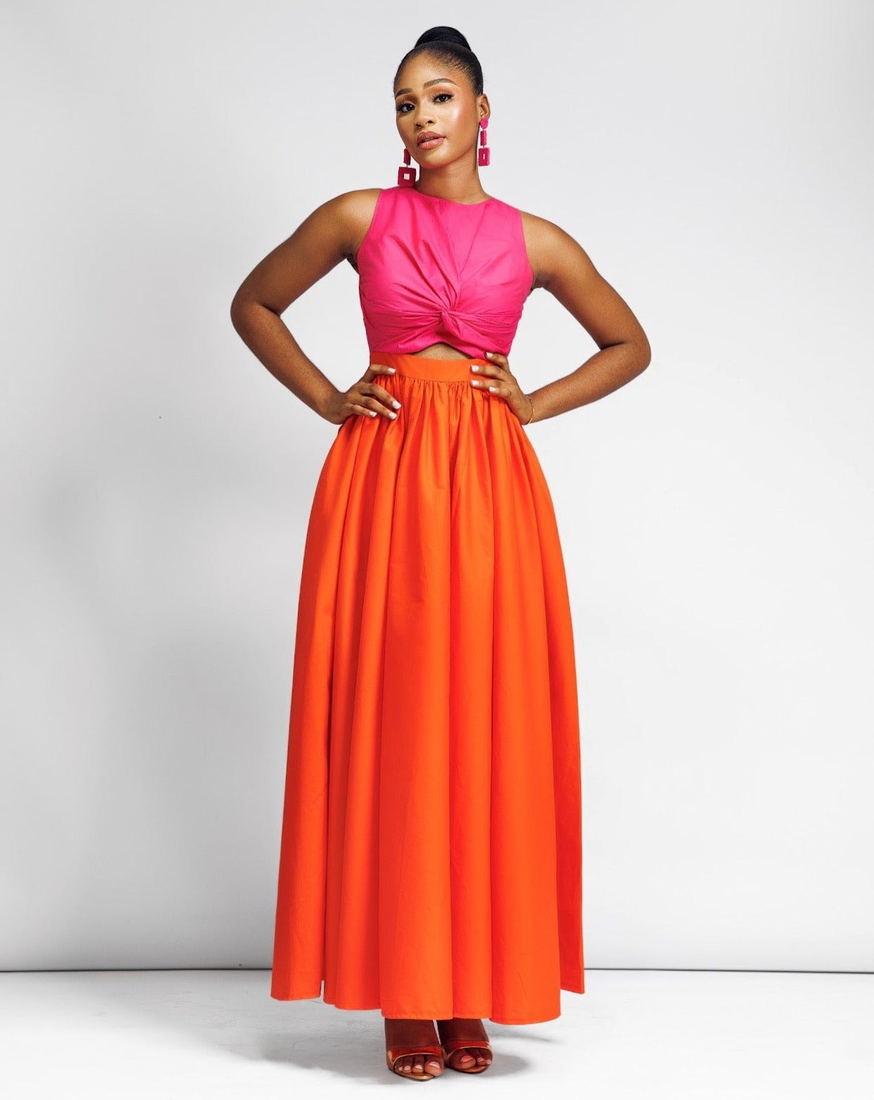 Pink and orange maxi dress Clearance