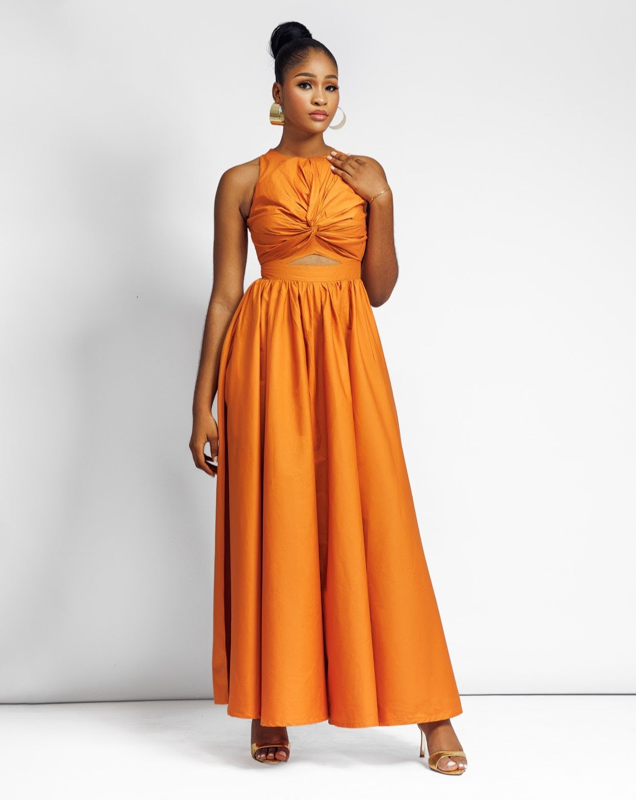 Burnt Orange Bridesmaid Dresses | Tea Length Bridal Party Gowns